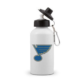 Бутылка спортивная с принтом St Louis Blues в городе Новоалтайск, металл | емкость — 500 мл, в комплекте две пластиковые крышки и карабин для крепления | Тематика изображения на принте: nhl | st louis blues | нхл | хоккей | хоккейная лига