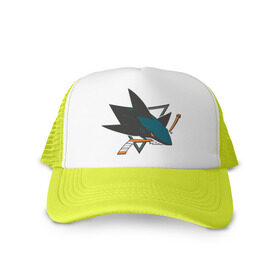Кепка тракер с сеткой с принтом San Jose Sharks в городе Новоалтайск, трикотажное полотно; задняя часть — сетка | длинный козырек, универсальный размер, пластиковая застежка | Тематика изображения на принте: национальная хоккейная лига | нхл | сан хосе шаркс