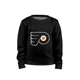 Детский свитшот хлопок с принтом Philadelphia Flyers в городе Новоалтайск, 100% хлопок | круглый вырез горловины, эластичные манжеты, пояс и воротник | hockey | nhl | национальная лига | нхл | филадельфия флаерс | хокей | хоккей