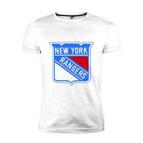 Мужская футболка премиум с принтом New York Rangers в городе Новоалтайск, 92% хлопок, 8% лайкра | приталенный силуэт, круглый вырез ворота, длина до линии бедра, короткий рукав | new york rangers | nhl | национальная хоккейная лига | нью йорк рейнджерс | хоккей | хоккейная лига
