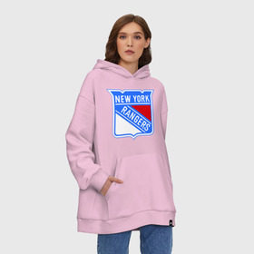 Худи SuperOversize хлопок с принтом New York Rangers в городе Новоалтайск, 70% хлопок, 30% полиэстер, мягкий начес внутри | карман-кенгуру, эластичная резинка на манжетах и по нижней кромке, двухслойный капюшон
 | new york rangers | nhl | национальная хоккейная лига | нью йорк рейнджерс | хоккей | хоккейная лига