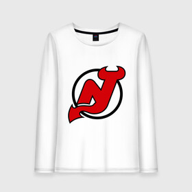 Женский лонгслив хлопок с принтом New Jersey Devils в городе Новоалтайск, 100% хлопок |  | национальная хоккейная лига | нхл | нью джерси девилс