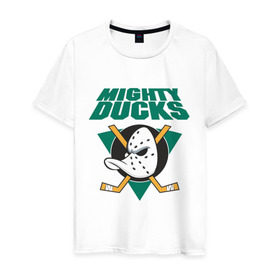 Мужская футболка хлопок с принтом Anaheim Mighty Ducks в городе Новоалтайск, 100% хлопок | прямой крой, круглый вырез горловины, длина до линии бедер, слегка спущенное плечо. | Тематика изображения на принте: anaheim mighty ducks | майти дакс | национальная лига калифорнии | хокей | хоккей