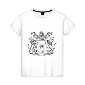 Женская футболка хлопок с принтом Sketchy Heraldry Sample в городе Новоалтайск, 100% хлопок | прямой крой, круглый вырез горловины, длина до линии бедер, слегка спущенное плечо | геральдика. герб | эмблема