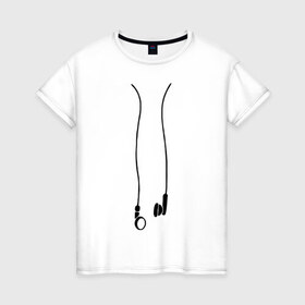 Женская футболка хлопок с принтом Earphones в городе Новоалтайск, 100% хлопок | прямой крой, круглый вырез горловины, длина до линии бедер, слегка спущенное плечо | музыка | наушники | плеер | плейлист | слушать