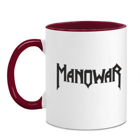 Кружка двухцветная с принтом Manowar в городе Новоалтайск, керамика | объем — 330 мл, диаметр — 80 мм. Цветная ручка и кайма сверху, в некоторых цветах — вся внутренняя часть | Тематика изображения на принте: heavy | manowar | rock | музыка | панк | рок | рок группа | рок группы | рок музыка | хеви | хэви