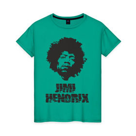 Женская футболка хлопок с принтом Jimi Hendrix в городе Новоалтайск, 100% хлопок | прямой крой, круглый вырез горловины, длина до линии бедер, слегка спущенное плечо | 60е | гитарист | джими хендрикс | джимми хендрикс | ретро | рок