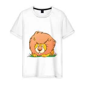 Мужская футболка хлопок с принтом Sweet lion в городе Новоалтайск, 100% хлопок | прямой крой, круглый вырез горловины, длина до линии бедер, слегка спущенное плечо. | животные | лев | милые животные