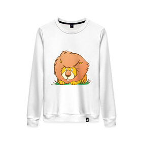 Женский свитшот хлопок с принтом Sweet lion в городе Новоалтайск, 100% хлопок | прямой крой, круглый вырез, на манжетах и по низу широкая трикотажная резинка  | животные | лев | милые животные