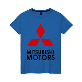 Женская футболка хлопок с принтом Mitsubishi (2) в городе Новоалтайск, 100% хлопок | прямой крой, круглый вырез горловины, длина до линии бедер, слегка спущенное плечо | mitsubishi | mitsubishi motors | митсубиси | митсубиши