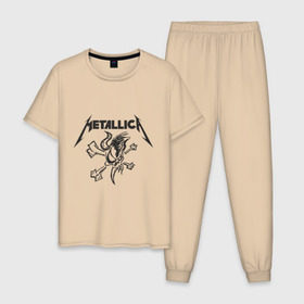 Мужская пижама хлопок с принтом Metallica (8) в городе Новоалтайск, 100% хлопок | брюки и футболка прямого кроя, без карманов, на брюках мягкая резинка на поясе и по низу штанин
 | металлика