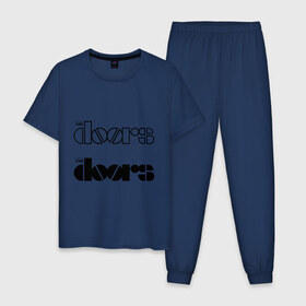 Мужская пижама хлопок с принтом The doors (3) в городе Новоалтайск, 100% хлопок | брюки и футболка прямого кроя, без карманов, на брюках мягкая резинка на поясе и по низу штанин
 | doors | rock | блюз рок | джаз рок | психоделический рок | рок | рок группа | рок группы