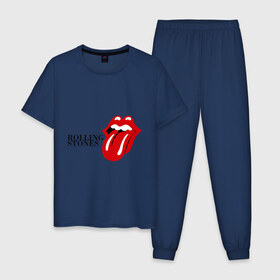 Мужская пижама хлопок с принтом Rolling stones в городе Новоалтайск, 100% хлопок | брюки и футболка прямого кроя, без карманов, на брюках мягкая резинка на поясе и по низу штанин
 | heavy metal | metal | muse | rock | trash metal | альтернатива | квартет | лица | метал | рок | рок группа | рок группы | ролинг | роллинг | рот | стоунз | стоунс | трэш метал | хеви метал | язык
