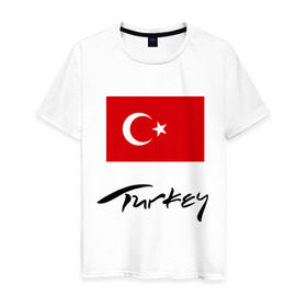 Мужская футболка хлопок с принтом Turkey (2) в городе Новоалтайск, 100% хлопок | прямой крой, круглый вырез горловины, длина до линии бедер, слегка спущенное плечо. | turkey | алания | анталья | белек | отдых в турции | отпуск в турции | турецкий флаг | турция | флаг турции