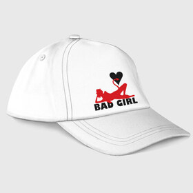 Бейсболка с принтом Bad girl with heart в городе Новоалтайск, 100% хлопок | классический козырек, металлическая застежка-регулятор размера | 