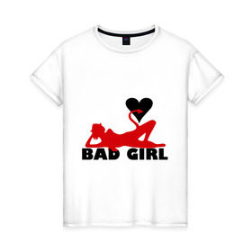 Женская футболка хлопок с принтом Bad girl with heart в городе Новоалтайск, 100% хлопок | прямой крой, круглый вырез горловины, длина до линии бедер, слегка спущенное плечо | 