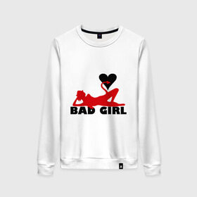 Женский свитшот хлопок с принтом Bad girl with heart в городе Новоалтайск, 100% хлопок | прямой крой, круглый вырез, на манжетах и по низу широкая трикотажная резинка  | 