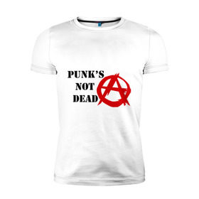Мужская футболка премиум с принтом Punk`s not dead в городе Новоалтайск, 92% хлопок, 8% лайкра | приталенный силуэт, круглый вырез ворота, длина до линии бедра, короткий рукав | 
