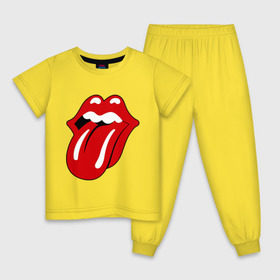 Детская пижама хлопок с принтом Rolling Stones язык в городе Новоалтайск, 100% хлопок |  брюки и футболка прямого кроя, без карманов, на брюках мягкая резинка на поясе и по низу штанин
 | heavy metal | metal | rock | trash metal | губы | квартет | метал | рок | рок группа | рок группы | роллинг стоунз | трэш метал | хеви метал | язык