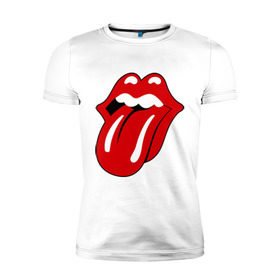Мужская футболка премиум с принтом Rolling Stones язык в городе Новоалтайск, 92% хлопок, 8% лайкра | приталенный силуэт, круглый вырез ворота, длина до линии бедра, короткий рукав | heavy metal | metal | rock | trash metal | губы | квартет | метал | рок | рок группа | рок группы | роллинг стоунз | трэш метал | хеви метал | язык