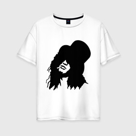 Женская футболка хлопок Oversize с принтом Guns n Roses - Slash в городе Новоалтайск, 100% хлопок | свободный крой, круглый ворот, спущенный рукав, длина до линии бедер
 | guns  roses | guns n roses | slash | ганс н роусис | лицо guns n roses | лицо slash | слэш