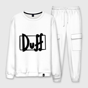 Мужской костюм хлопок с принтом Duff в городе Новоалтайск, 100% хлопок | на свитшоте круглая горловина, мягкая резинка по низу. Брюки заужены к низу, на них два вида карманов: два “обычных” по бокам и два объемных, с клапанами, расположенные ниже линии бедра. Брюки с мягкой трикотажной резинкой на поясе и по низу штанин. В поясе для дополнительного комфорта — широкие завязки | simpsons | симпсоны | симсоны