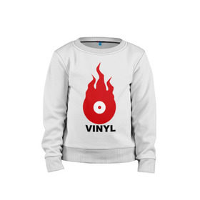 Детский свитшот хлопок с принтом Vinyl в городе Новоалтайск, 100% хлопок | круглый вырез горловины, эластичные манжеты, пояс и воротник | tiesto | vinyl | винил | огонь | пластинка