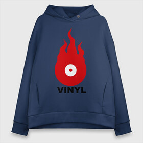 Женское худи Oversize хлопок с принтом Vinyl в городе Новоалтайск, френч-терри — 70% хлопок, 30% полиэстер. Мягкий теплый начес внутри —100% хлопок | боковые карманы, эластичные манжеты и нижняя кромка, капюшон на магнитной кнопке | tiesto | vinyl | винил | огонь | пластинка