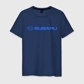 Мужская футболка хлопок с принтом Subaru в городе Новоалтайск, 100% хлопок | прямой крой, круглый вырез горловины, длина до линии бедер, слегка спущенное плечо. | Тематика изображения на принте: subaru | авто | логотип | машина | субару | японские
