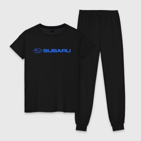 Женская пижама хлопок с принтом Subaru (3) в городе Новоалтайск, 100% хлопок | брюки и футболка прямого кроя, без карманов, на брюках мягкая резинка на поясе и по низу штанин | auto | subaru | авто | автобренды | автомобиль | субарик | субару | тачки