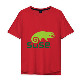 Мужская футболка хлопок Oversize с принтом Suse в городе Новоалтайск, 100% хлопок | свободный крой, круглый ворот, “спинка” длиннее передней части | linux | suse | линукс | программа | софт