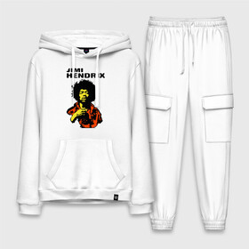 Мужской костюм хлопок с толстовкой с принтом Jimi Hendrix in a red t shirt в городе Новоалтайск,  |  | jimi hendrix in a red | rock | джими хендрикс | рок