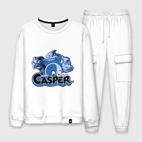 Мужской костюм хлопок с принтом Casper в городе Новоалтайск, 100% хлопок | на свитшоте круглая горловина, мягкая резинка по низу. Брюки заужены к низу, на них два вида карманов: два “обычных” по бокам и два объемных, с клапанами, расположенные ниже линии бедра. Брюки с мягкой трикотажной резинкой на поясе и по низу штанин. В поясе для дополнительного комфорта — широкие завязки | casper | каспер | мультик | привидение