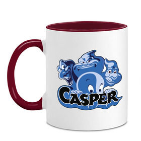 Кружка двухцветная с принтом Casper в городе Новоалтайск, керамика | объем — 330 мл, диаметр — 80 мм. Цветная ручка и кайма сверху, в некоторых цветах — вся внутренняя часть | casper | каспер | мультик | привидение