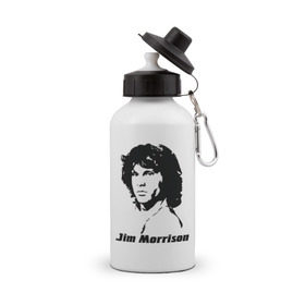 Бутылка спортивная с принтом Jim Morrison в городе Новоалтайск, металл | емкость — 500 мл, в комплекте две пластиковые крышки и карабин для крепления | morrison | джим морисон | лицо jim morrison | лицо джима морисона | морисон