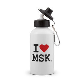 Бутылка спортивная с принтом I love MSK (Moscow) в городе Новоалтайск, металл | емкость — 500 мл, в комплекте две пластиковые крышки и карабин для крепления | i love | moscow | russia | москва | россия | столица | я люблю москву