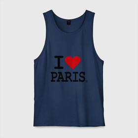 Мужская майка хлопок с принтом I love Paris в городе Новоалтайск, 100% хлопок |  | i love | i love paris | европа | париж | франция | французский | я люблю париж