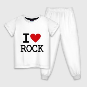 Детская пижама хлопок с принтом I love Rock в городе Новоалтайск, 100% хлопок |  брюки и футболка прямого кроя, без карманов, на брюках мягкая резинка на поясе и по низу штанин
 | i love | i love rock | love rock | rock | люблю рок | рок | рок музыка | рокер