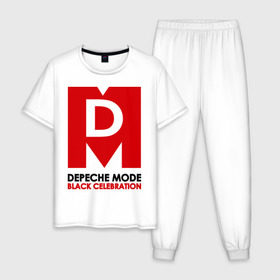 Мужская пижама хлопок с принтом Depeche Mode - Black Celebration в городе Новоалтайск, 100% хлопок | брюки и футболка прямого кроя, без карманов, на брюках мягкая резинка на поясе и по низу штанин
 | heavy metal | metal | muse | rock | trash metal | альтернатива | квартет | лица | метал | рок | рок группа | рок группы | трэш метал | хеви метал