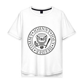 Мужская футболка хлопок Oversize с принтом Ramones герб в городе Новоалтайск, 100% хлопок | свободный крой, круглый ворот, “спинка” длиннее передней части | heavy metal | metal | muse | rock | trash metal | альтернатива | квартет | лица | метал | рок | рок группа | рок группы | трэш метал | хеви метал