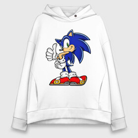 Женское худи Oversize хлопок с принтом Sonic (2) в городе Новоалтайск, френч-терри — 70% хлопок, 30% полиэстер. Мягкий теплый начес внутри —100% хлопок | боковые карманы, эластичные манжеты и нижняя кромка, капюшон на магнитной кнопке | sega | sonic | super sonic | видеоигры | еж | приставки | соник