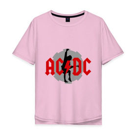 Мужская футболка хлопок Oversize с принтом AC DC Ангус Янг в городе Новоалтайск, 100% хлопок | свободный крой, круглый ворот, “спинка” длиннее передней части | ac dc | acdc | acds | heavy metal | metal | rock | trash metal | квартет | метал | рок | рок группа | рок группы | трэш метал | хеви метал