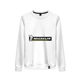 Женский свитшот хлопок с принтом Michelin в городе Новоалтайск, 100% хлопок | прямой крой, круглый вырез, на манжетах и по низу широкая трикотажная резинка  | michelin | авто | авто2012 | автомобили | машины | мишлен | тачки | тюнинг | шины мишлен