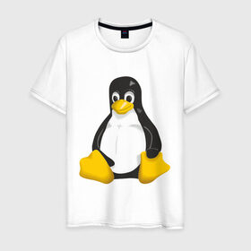 Мужская футболка хлопок с принтом Linux (7) в городе Новоалтайск, 100% хлопок | прямой крой, круглый вырез горловины, длина до линии бедер, слегка спущенное плечо. | пингвин