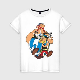 Женская футболка хлопок с принтом Asterix&Obelix (3) в городе Новоалтайск, 100% хлопок | прямой крой, круглый вырез горловины, длина до линии бедер, слегка спущенное плечо | астерикс | астерикс и обеликс | обеликс