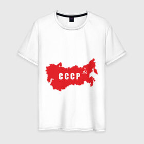 Мужская футболка хлопок с принтом Карта СССР в городе Новоалтайск, 100% хлопок | прямой крой, круглый вырез горловины, длина до линии бедер, слегка спущенное плечо. | Тематика изображения на принте: русский | советский союз | ссср | я русский