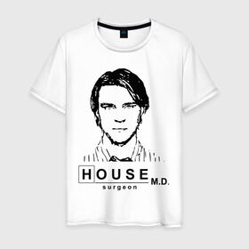Мужская футболка хлопок с принтом House m.d. Чейз в городе Новоалтайск, 100% хлопок | прямой крой, круглый вырез горловины, длина до линии бедер, слегка спущенное плечо. | house | house md | все врут | доктор хауз | доктор хаус | хаус | хью лори | чейз