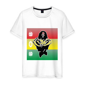 Мужская футболка хлопок с принтом Bob Marley (3) в городе Новоалтайск, 100% хлопок | прямой крой, круглый вырез горловины, длина до линии бедер, слегка спущенное плечо. | bob | bob marley | reggae | боб марли | музыка | раста | растаманские | регги