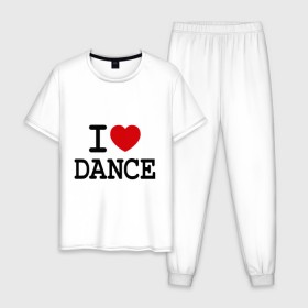 Мужская пижама хлопок с принтом I love dance в городе Новоалтайск, 100% хлопок | брюки и футболка прямого кроя, без карманов, на брюках мягкая резинка на поясе и по низу штанин
 | club | dance | i love dance | l love | клуб | сердце