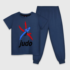 Детская пижама хлопок с принтом Дзюдо - Judo эмблема в городе Новоалтайск, 100% хлопок |  брюки и футболка прямого кроя, без карманов, на брюках мягкая резинка на поясе и по низу штанин
 | Тематика изображения на принте: дзюдо
